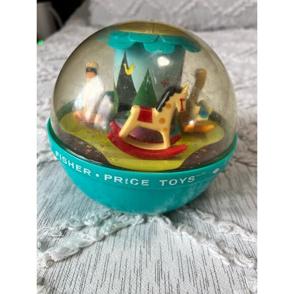 Fisher Price Roly Poly Chime Ball #165 Rocking Horse Duck Baby Toy 1966 Vintage - Picture 3 of 7